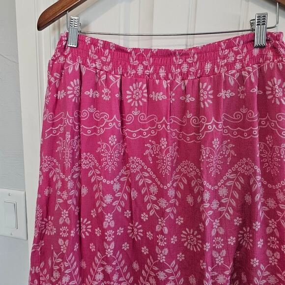 Y2K Mile Gabriella Peasant Skirt Womens Size XL Pink Floral Pink Boho Ruffles - Picture 4 of 10
